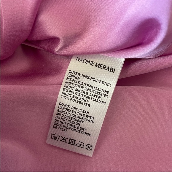 Nadine Merabi Simone Mini Dress with Embellished Trim Funnel Neck Pink Size 6 - Picture 10 of 13